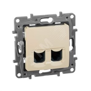 672355 Etika Двойная розетка RJ45 Cat.5e слоновая кость (уп.10шт.) Legrand (Франция) 672355