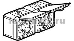 782323 Quteo Розетка 2 х 2К+З с защитными шторками 16A 250В~ IP44, белая (уп.5шт.) LEGRAND 782323