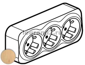 782278 Quteo Розеточный блок 3x2К+З с защитными шторками 16A 250В~ IP20 дерево (уп.10шт.) LEGRAND 782278