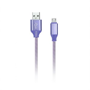iK-3112NS violet Дата-кабель SmartBuy USB-A штекер - USB Type-C штекер, нейлон Socks фиолет. 1м 83027
