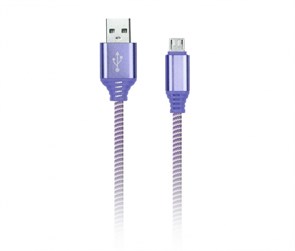 iK-12NS violet Дата-кабель SmartBuy USB-A штекер - USB-micro штекер, нейлон Socks 1м фиолет. 83026
