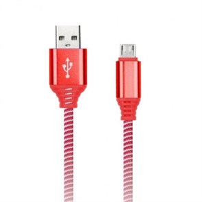 iK-12NS red Дата-кабель SmartBuy USB-A штекер - USB-micro штекер, нейлон Socks 1м красный 57684