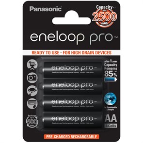 Аккумулятор Panasonic eneloop Pro BK-3HCDE/4BE 2500мАч AA R6 Ni-MH BL4 BK-3HCDE/4BE