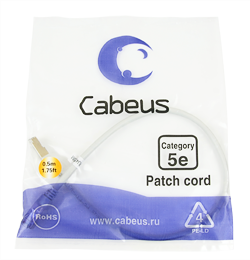 PC-FTP-RJ45-Cat.5e-0.3m Патч-корд FTP, Cat.5e, 0.3м, экранированный, серый Cabeus PC-FTP-RJ45-Cat.5e-0.3m