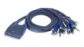 ATEN CS64U (CS64UZ-AT) Переключатель, электрон., KVM+Audio, 1 user USB+VGA => 4 cpu USB+VGA, со встр.шнурами USB 4x1.2м., 2048x1536, настол. ATEN CS64U