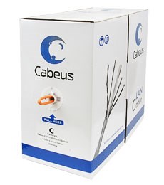 FTP-4P-Cat.5e-SOLID-LSZH Кабель витая пара ЭКРАН F/UTP, Cat.5e, 4х2х0,51мм² (кор. 305м.) Cabeus FTP-4P-Cat.5e-SOLID-LSZH