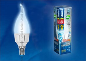 LED-CW37-6W/NW/E14/FR/DIM ALP01WH пластик (уп.50шт.) UNIEL LED-CW37-6W/NW/E14/FR/DIM
