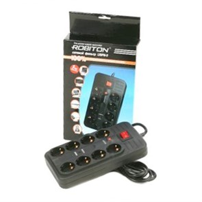 USP8-3 Сетевой фильтр 3м 220В 16А, 8 розеток с з/к и з/ш, черный ROBITON USP8-3