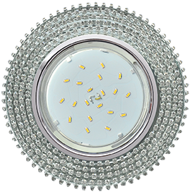 FW53RGECB Ecola GX53 H4 5362 Glass Круг с прозр.стразами (оправа хром)/фон зерк./центр.часть хром 40x120 (к+) Светильник встраиваемый (уп.10/30шт.) FW53RGECB