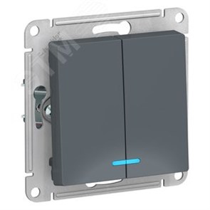 ATN000753 AtlasDesign Механизм выключателя двухклавишного с подсветкой (сх.5а), грифель (уп.10шт.) Systeme Electric (Россия) ATN000753