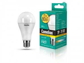 LED11-A60/830/E27 Светодиодная лампа 11Вт 220В (уп.10/100шт.) Camelion LED11-A60/830/E27