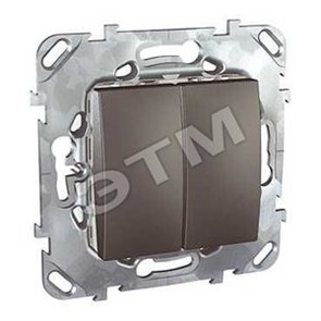 MGU5.213.12ZD ДВУХКЛАВИШНЫЙ ПЕРЕКЛЮЧАТЕЛЬ (СХ.6+6) ГРАФИТ UNICA TOP (уп.10шт.) 673775