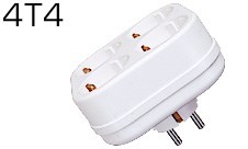 4T4 Четверник на 4 гнезда с заземлением, белый (уп.15шт.) TOKER 4607036302694