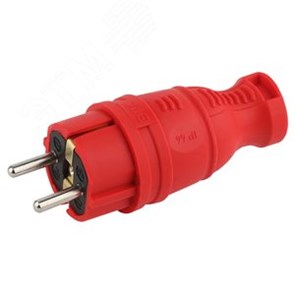 V8-RED-IP44 Вилка прямая каучуковая IP44 красная ЭРА (Турция) Б0044547
