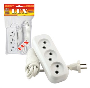 У3-О-02/1,5 3-местный б/заз., 250В 10А, 1,5м Сетевой удлинитель LUX 4606400430193