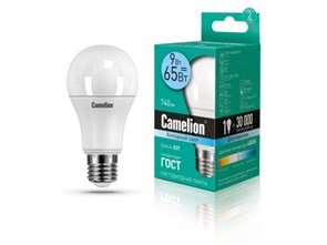 LED9-A60/845/E27 Светодиодная лампа 9Вт 220B (уп.10/100шт.) Camelion LED9-A60/845/E27