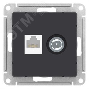 ATN001089 AtlasDesign Механизм розетки TV + компьютерная RJ45, Cat.5e, карбон (уп.5шт.) Systeme Electric (Россия) ATN001089