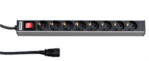 SHE19-8SH-S-2.5IEC/SHT19-8SH-S-2.5IEC Блок розеток для 19" шкафов, выкл. с подсв., 8 роз., 10A Hyperline SHT19-8SH-S-2.5IEC