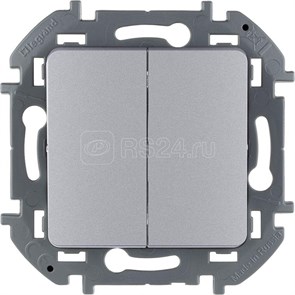 673622 Inspiria Выключатель двухклавишный 10A 250В~ алюминий (уп.20шт.) Legrand (Российская Федерация) 673622