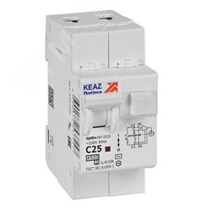 328100 OptiDin D63-22C25-AC-У3 Выключатель автоматический дифференциальный (АВДТ) 1п+N 25А 30мА тип AC х-ка С 4.5кА КЭАЗ (Россия) 328100