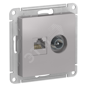 ATN000389 Atlasdesign Механизм розетки двойная TV + компьютерная RJ45, Cat.5e, алюминий (уп.10шт.) Schneider Electric ATN000389
