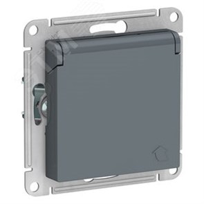 ATN000746 Atlasdesign Механизм розетки 1 гнездо с заземлением, шторками и крышкой, грифель (уп.10шт.) Systeme Electric (Россия) ATN000746