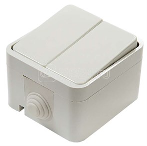 3200 AQUA Двухклавишный выключатель (сх.5) IP44, белый (уп.10шт.) IN HOME (Китай) 4690612000435