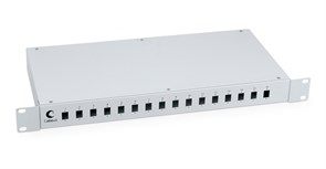 FO-19-16SC Кросс оптический 19" на 16 SC (LC duplex) со сплайс пластиной и КДЗС Cabeus FO-19-16SC