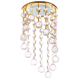 FQ53RVECB Ecola GX53 H4 5344 Glass Круглый с большими хрусталиками на подвесе "под скос" Прозрачный/Золото 225x110 (к+) Светильник встр. (уп.10/30шт.) FQ53RVECB