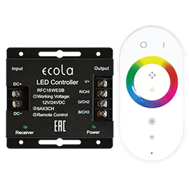 RFC18WESB Ecola LED strip RGB RF controller 18A 216W 12V (432W 24V) с сенс, радиопультом (уп.20шт.) RFC18WESB