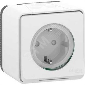 MUR39034 Mureva S Розетка 1 гнездо с заземлением, шторками и крышкой, IP55, белая (уп.10шт.) Schneider Electric MUR39034