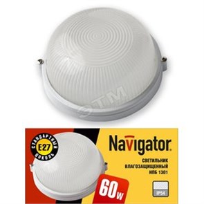 94802 NBL-R1-60-E27/WH 1х60Вт E27 IP54 (аналог НПБ 1301 белый круг без решетки 60Вт) Светильник термостойкий (уп.18шт.) Navigator Group© (Китай) 94802