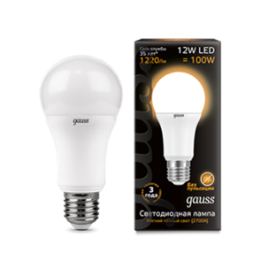 102502112 Gauss Black LED A60 globe 12W E27 3000K Лампа светодиодная "груша" (уп.10шт.) 102502112