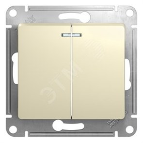 GSL000253 Glossa Двухклавишный выключатель с подсветкой (сх.5а), бежевый, механизм (уп.20шт.) Schneider Electric GSL000253
