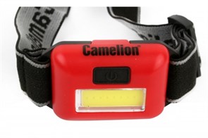 LED5357 Фонарь налобный красный,1Вт COB LED, 3 реж, 3XAAA, пласт, блист. Camelion LED5357
