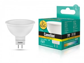LED5-MR16/830/GU5.3 Светодиодная лампа 5Вт 12B (уп.10/100шт.) Camelion LED5-MR16/830/GU5.3