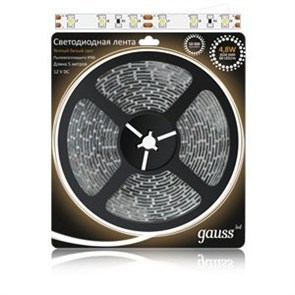 312000105 Gauss LED 2835/60-SMD 4.8W 12V DC Лента св/д IP20 теплый белый цвет (уп.5м.) 312000105