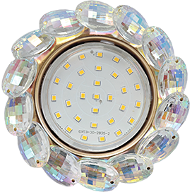 FM53RVECB Ecola GX53 H4 Glass Cветильник встраиваемый прозрачный искристый/золото (уп.5/30шт.) FM53RVECB