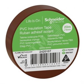 IMT38207 коричневая Изолента ПВХ 19мм 20м, толщина 0,13мм (уп.8шт.) Schneider Electric IMT38207