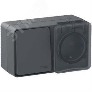 ATN544070 AtlasDesign Profi54 О/У БЛОК:розетка с заземлением со шторками 16А 250B, выключатель одноклавишный IP54 10А, антрацит Schneider Electric ATN544070