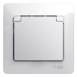 GSL000146 Glossa Розетка 1 гнездо с заземлением, шторками и крышкой IP44, в сборе, белая (уп.15шт.) Systeme Electric (Россия) GSL000146