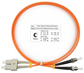 7628c FOP-62-SC-ST-1m Патч-корд волоконно-оптический (шнур) duplex SC-ST MM 62,5/125 1м LSZH Cabeus 7628c