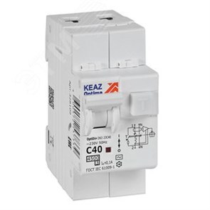 328109 OptiDin D63-23C40-AC-У3 Выключатель автоматический дифференциальный (АВДТ) 1п+N 40А 100мА тип AC х-ка С 4.5кА КЭАЗ (Россия) 328109