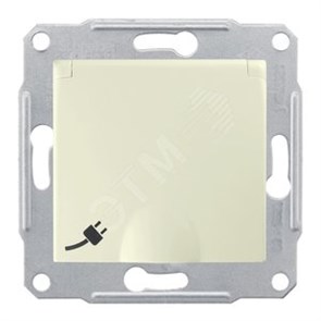 SDN3100147 Sedna Механизм розетки с/з, шторками и крышкой, IP20, 16А, 250В, бежевая (уп.10шт.) SDN3100147