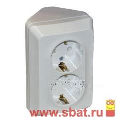 PA 16-108B ЭТЮД Розетка угловая 2 гнезда с/з и шторками, белая (уп.8шт.) Schneider Electric PA16-108B