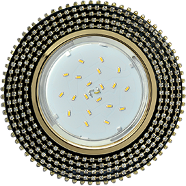 FP53RGECB Ecola GX53 H4 5362 Glass Круг с прозр.стразами (оправа золото)/фон черный./центр.часть золото 40x120 (к+) Светильник встр. (уп.5/30шт.) FP53RGECB