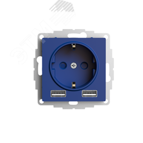 ATN001130 Atlasdesign Механизм розетки 1 гнездо с заземлением с 2-мя USB тип A+A 5В/2,4А, 2х5В/1,2А, аквамарин Systeme Electric (Россия) ATN001130