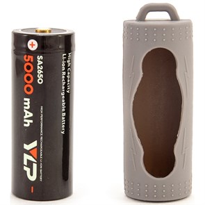 SA2650 Аккумулятор 26650 Li-Ion 3.7В 5000mAh c защитой + силиконовый кейс в комплекте ЯРКИЙ ЛУЧ SA2650