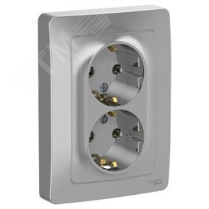 BLNRS001023 Blanca Розетка 2 гнезда с заземлением алюминий (уп.6шт.) Schneider Electric BLNRS001023