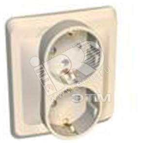 PC 16-008K ЭТЮД Розетка 2 гнезда с заземлением и шторками бежевая (уп.15шт.) Schneider Electric PC16-008K